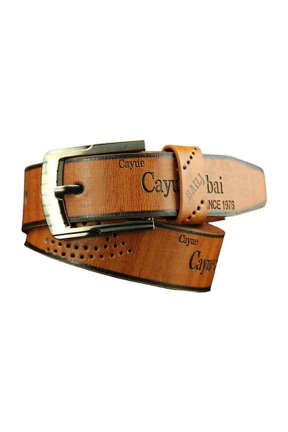 Simple Men's PU Leather Waist Belt With Embossed Letter Pattern Pin Buckle Belt For Modern Fashion Men Formal Event