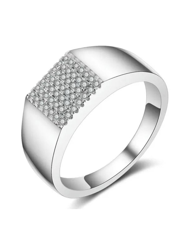 Simple Men's Smooth Band AAA CZ Fashion Gift 925 Silver Wedding Ring Size 8-12
