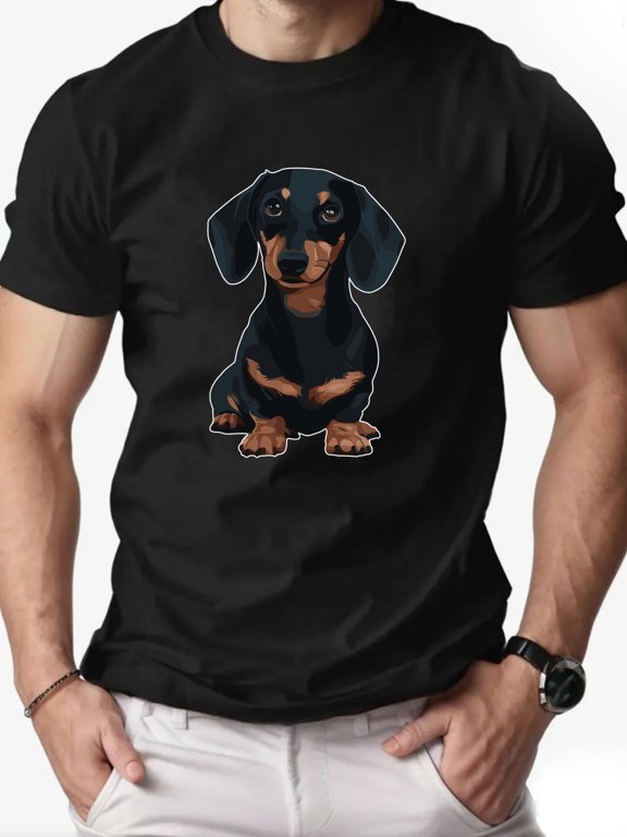 Simple Men's Sports T-Shirt, Summer Casual Short Sleeve Fun Cute Dog Pattern Top, Round Neck Breathable Pullover, Trendy Streetwear Men's T-Shirt.