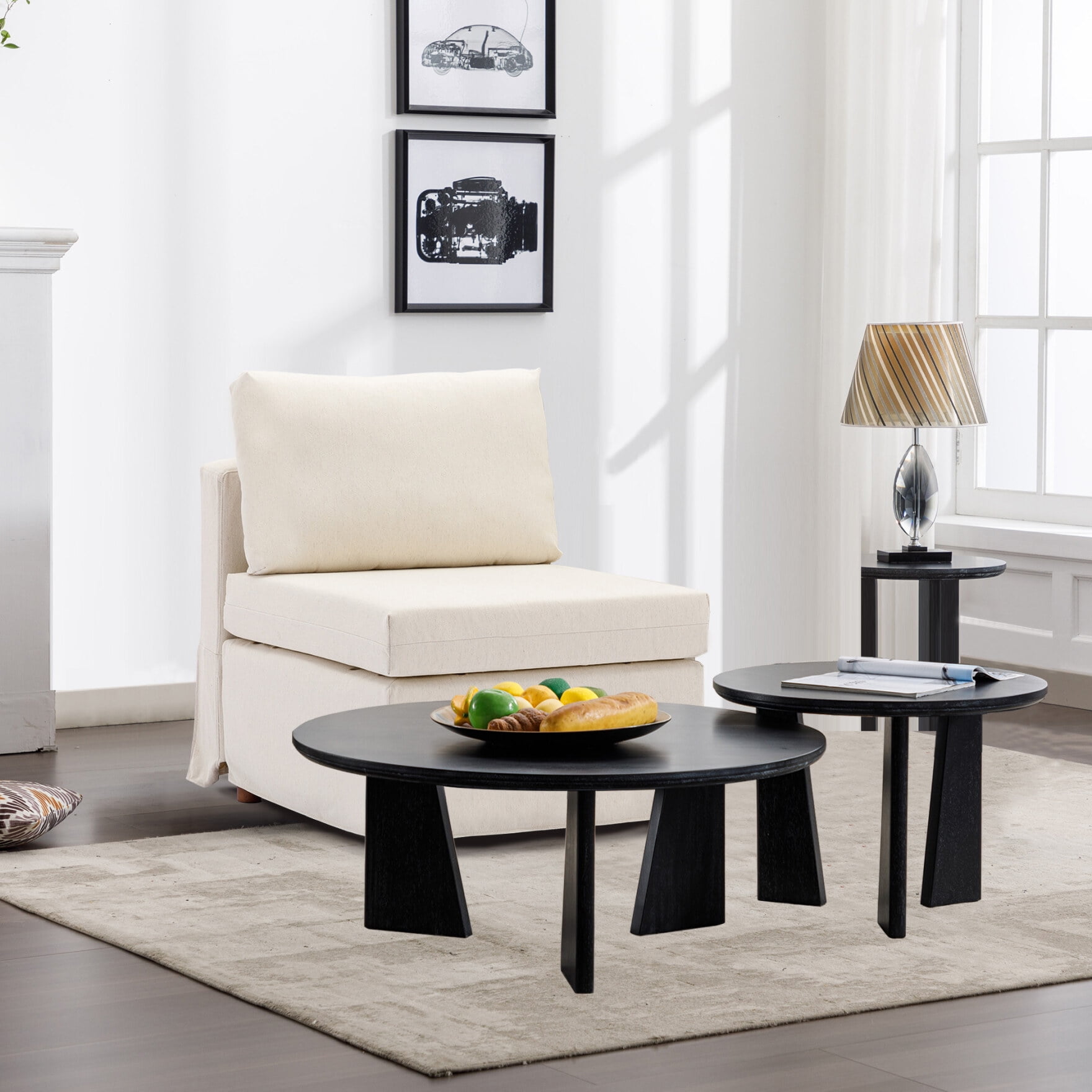 Simple Middle Module Linen Armless Sofa, Sectional Couch Accent Chair