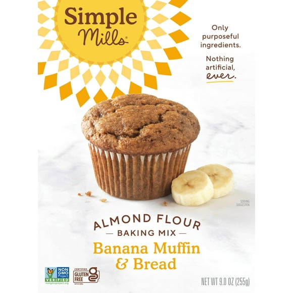 Simple Mills Almond Flour Banana Muffin and Bread Mix, Gluten-Free Baking Mix, 9 oz Box