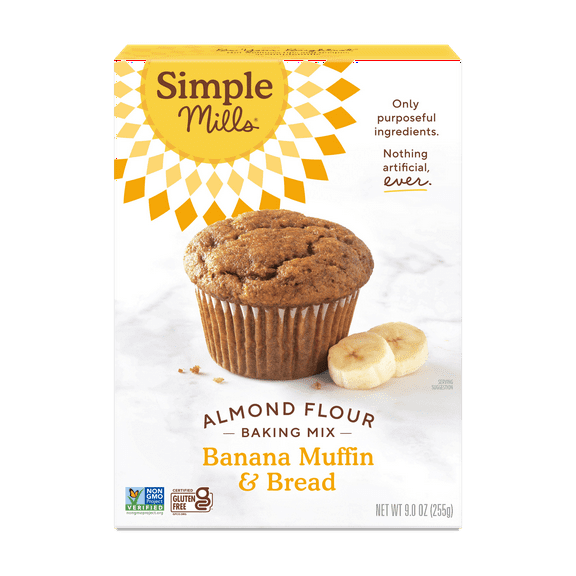 (2 pack) Simple Mills Almond Flour Banana Muffin and Bread Mix, Gluten-Free Baking Mix, 9 oz Box