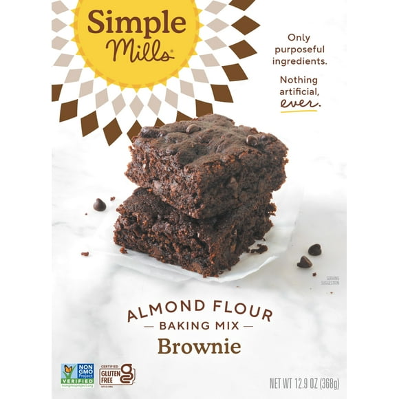 Simple Mills Almond Flour Brownie Mix, Gluten-Free Baking Mix, 12.9 oz Box