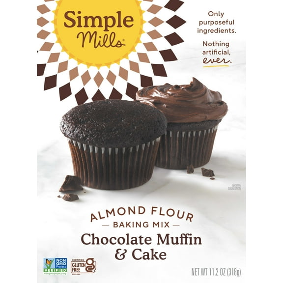 Simple Mills Almond Flour Chocolate Muffin and Cake Mix, Gluten-Free Baking Mix, 11.2 oz
