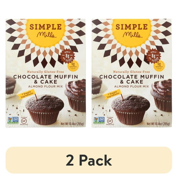 (2 pack) Simple Mills Almond Flour Chocolate Muffin and Cake Mix, Gluten-Free Baking Mix, 11.2 oz