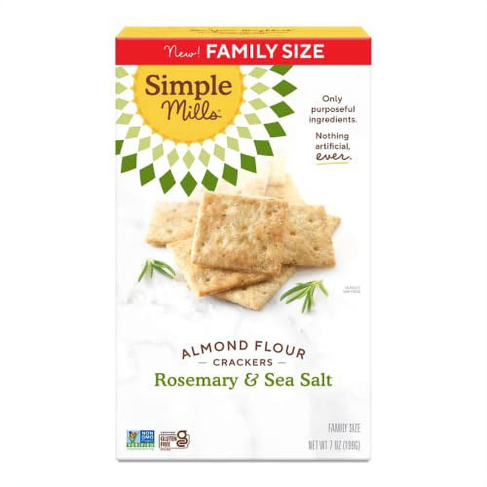 Simple Mills Almond Flour Crackers, Family Size, Rosemary & Sea Salt - Gluten Free, Vegan, Healthy Snacks, 7 Ounce (Pack of 1)