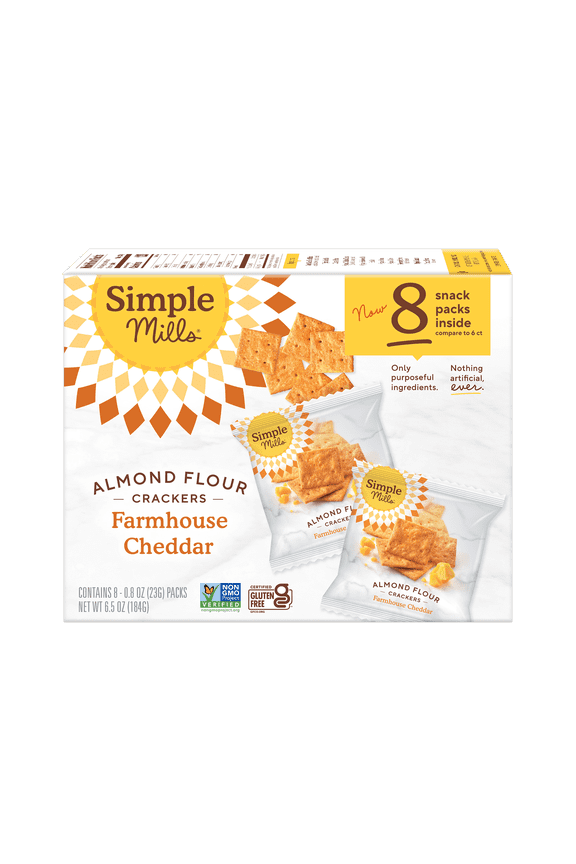 Almond Flour Crackers, Farmhouse Cheddar Crackers Snack Packs, 0.8 oz, 8 Count