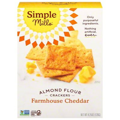 Simple Mills Almond Flour Crackers Farmhouse Sharp Cheddar, 4.25 oz
