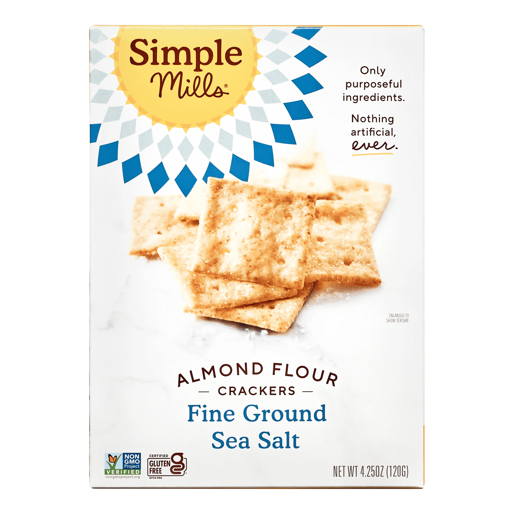 Simple Mills Almond Flour Crackers, Fine Ground Sea Salt, Gluten-Free, 4.25 oz