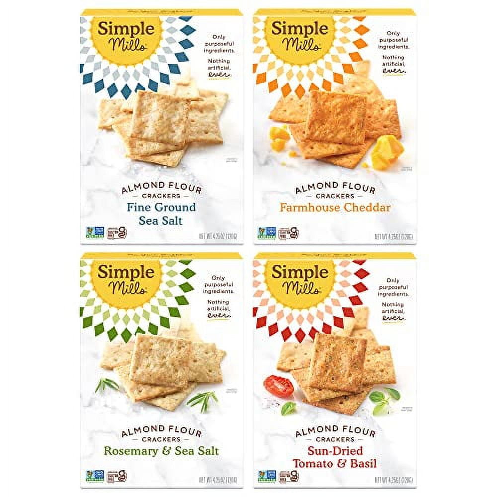 Simple Mills Almond Flour Crackers, Variety Pack (Fine Ground Sea Salt