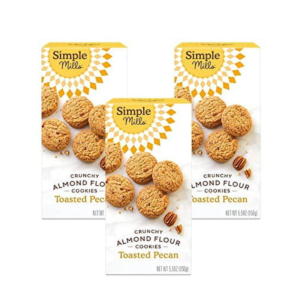 Simple Mills Almond Flour Crunchy Cookies, Toasted Pecan - Gluten Free, Vegan, Healthy Snacks, Made with Organic Coconut Oil, 5.5 Ounce (Pack of 3)