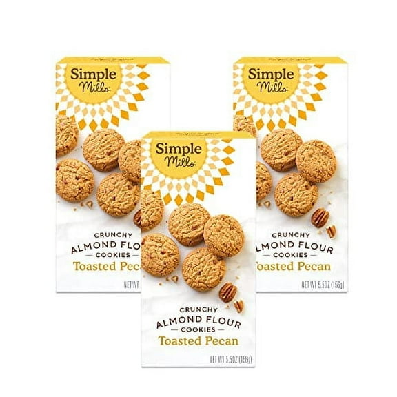 Simple Mills Almond Flour Crunchy Cookies, Toasted Pecan - Gluten Free, Vegan, Healthy Snacks, Made with Organic Coconut Oil, 5.5 Ounce (Pack of 3)