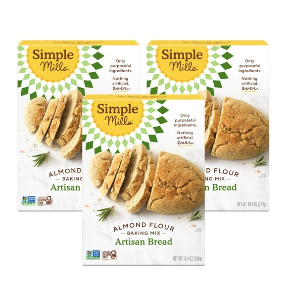 Simple Mills Almond Flour DEF29 Baking Mix, Artisan Bread Mix - Gluten Free, Plant Based, Paleo Friendly, 10.4 Ounce (Pack of 3)