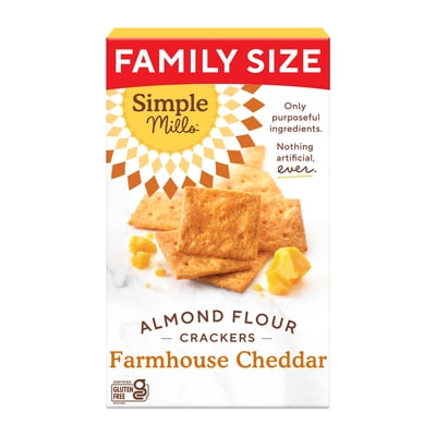 Simple Mills Farmhouse Gluten Free Cheddar Almond Flour Crackers, 7 oz