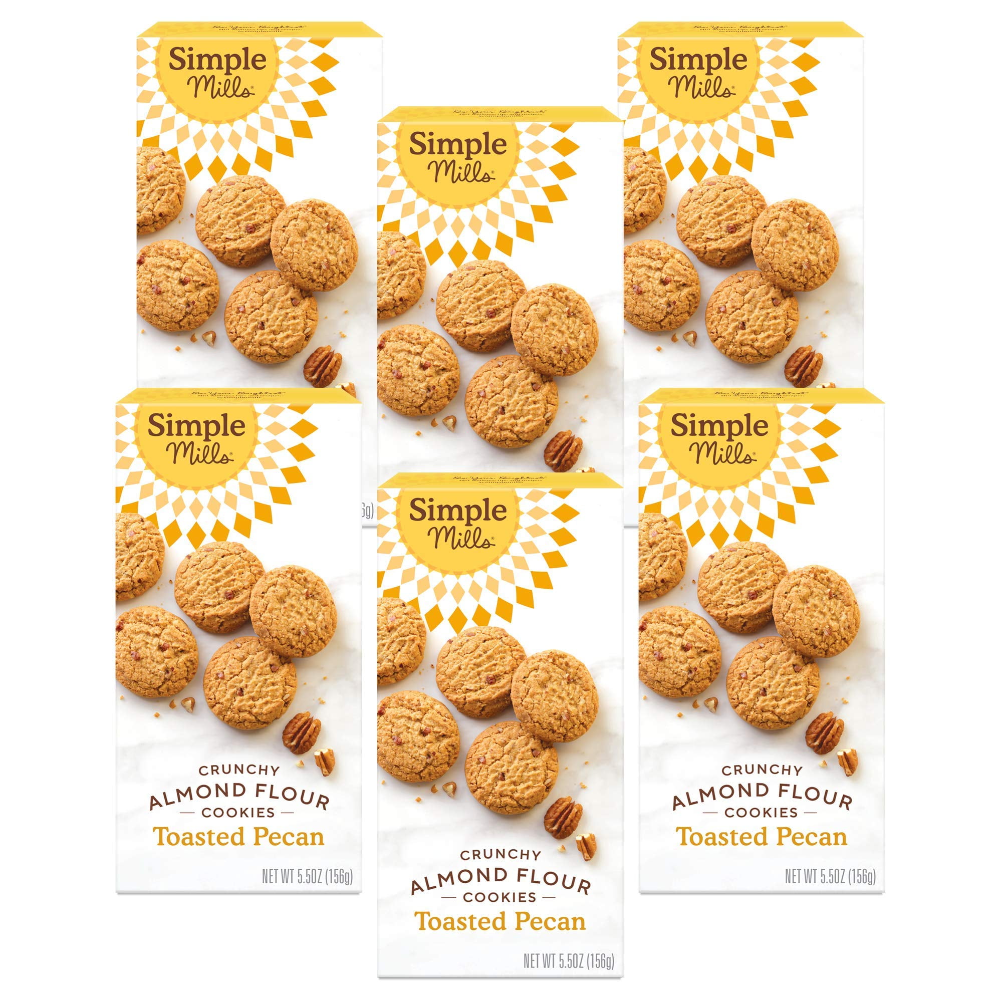 Simple Mills Almond Flour SBF3Crunchy Cookies, Toasted Pecan - Gluten Free, Vegan, Healthy Snacks, Made with Organic Coconut Oil, 5.5 Ounce (Pack of 6)