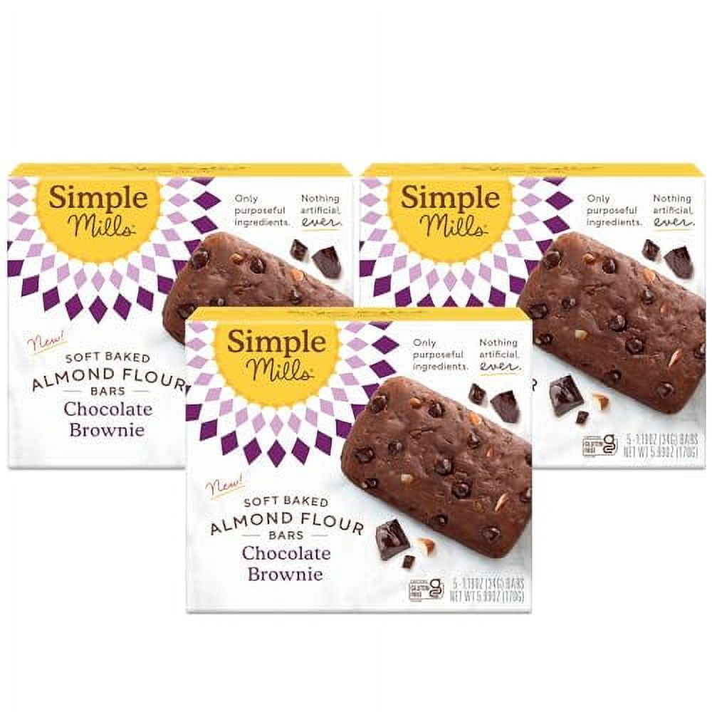 Simple Mills Almond Flour Snack Bars (Chocolate Brownie) with Organic Coconut Oil, Chia Seeds, Sunflower Seeds, and Flax Seeds, 6oz, 3 Count