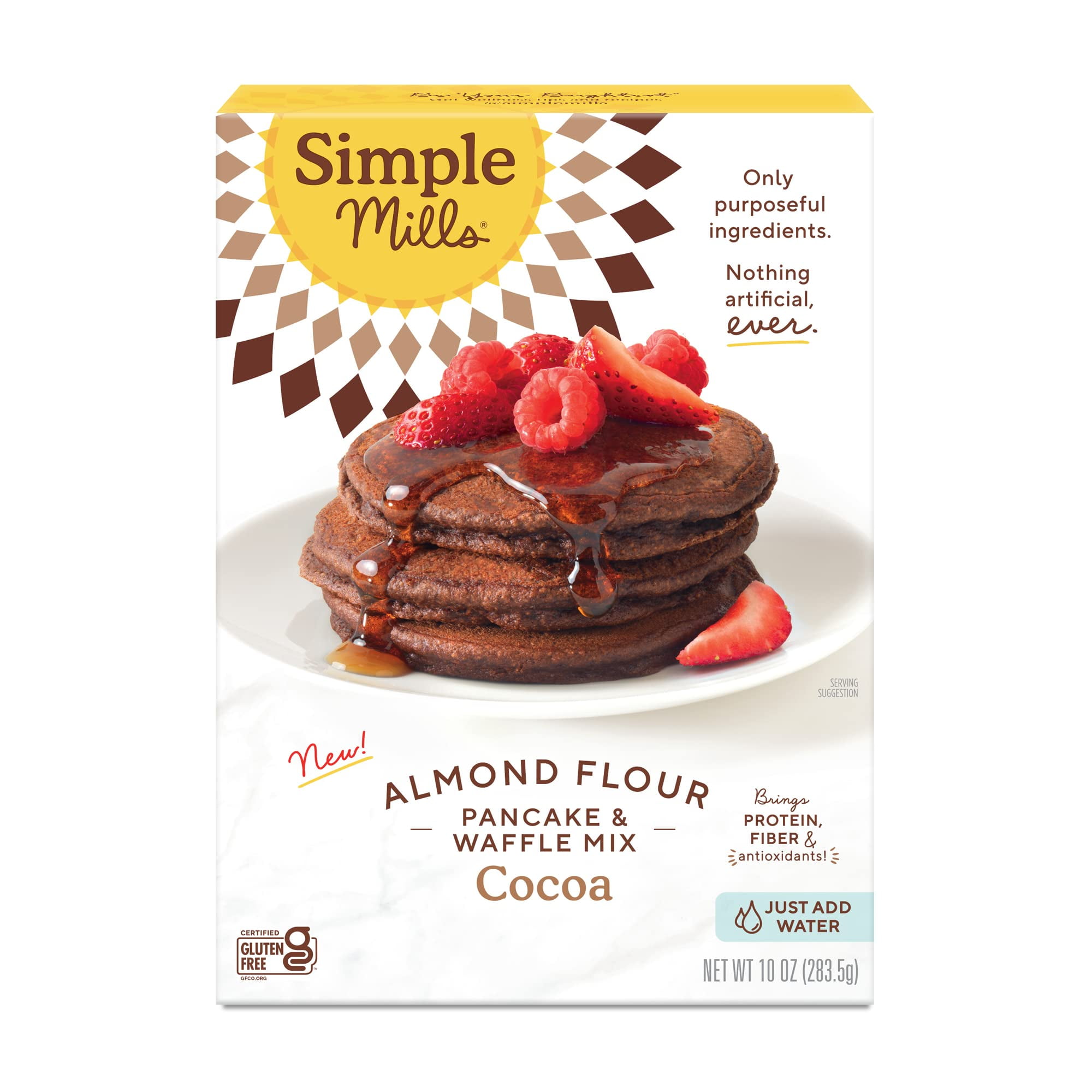 Simple Mills Cocoa Pancake IEF31 and Waffle Mix, Just add Water, Gluten Free, Paleo Friendly, Breakfast, 10 oz (1 pack)