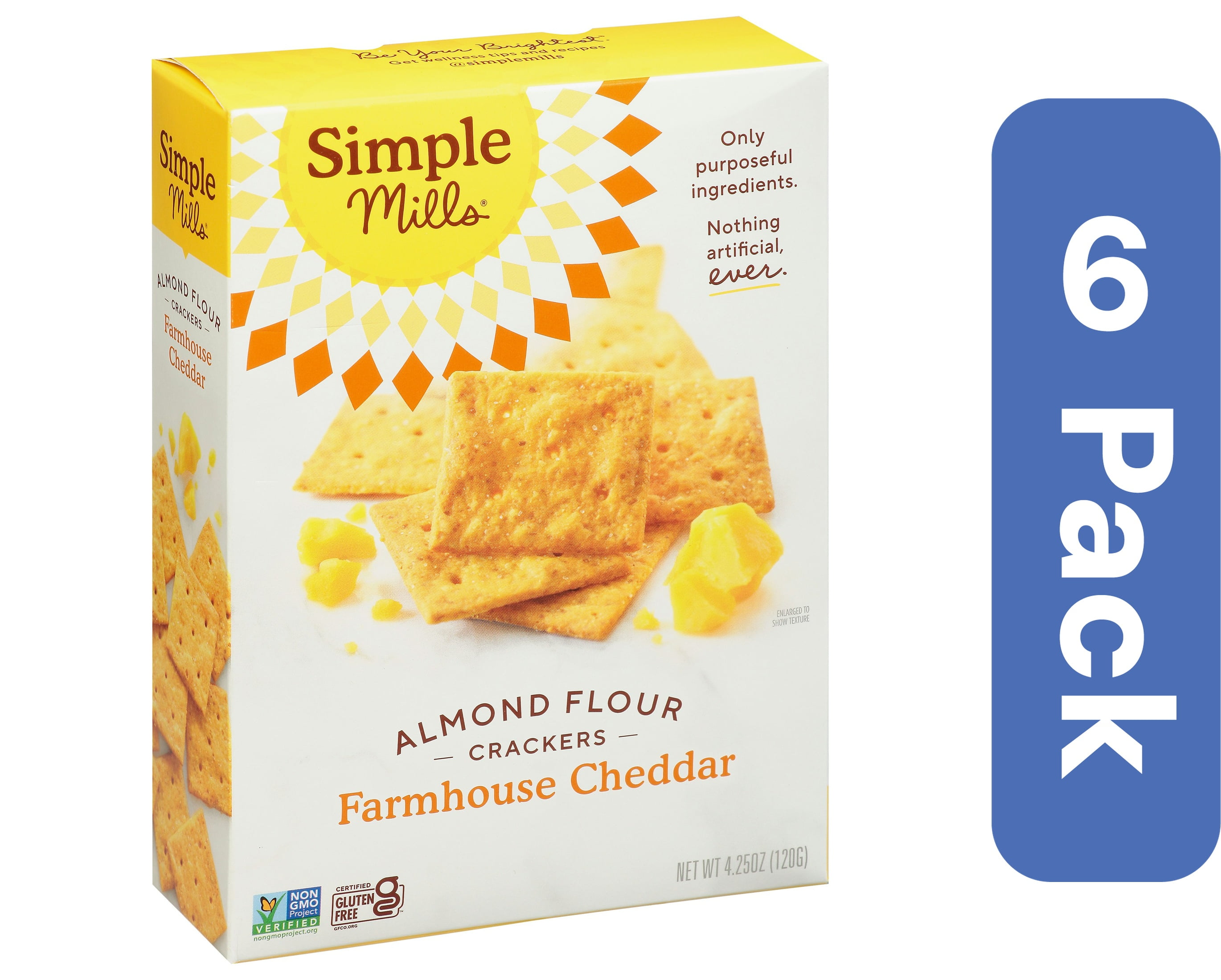 Simple Mills Cracker Almond Flour Sharp Cheddar 4.25 oz (Pack Of 6)
