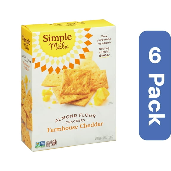 Simple Mills Cracker Almond Flour Sharp Cheddar 4.25 oz (Pack Of 6)