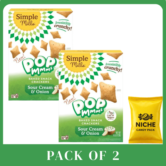 Simple Mills Crackers Pop Mmms Sour Cream & Onion - 4oz-2 pack-with candy pack