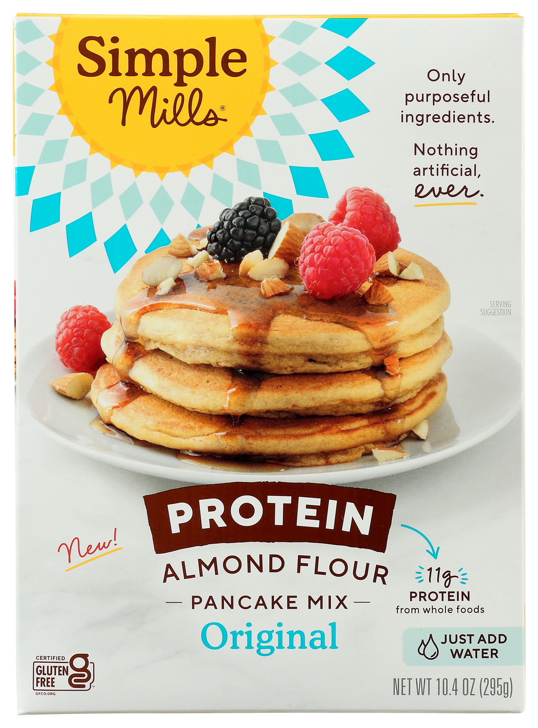 Simple Mills Just Add Water Almond Flour Pancake Mix, Original Protein - Gluten Free, Plant Based, Paleo Friendly, Breakfast, 10.4 OZ, 6 pack