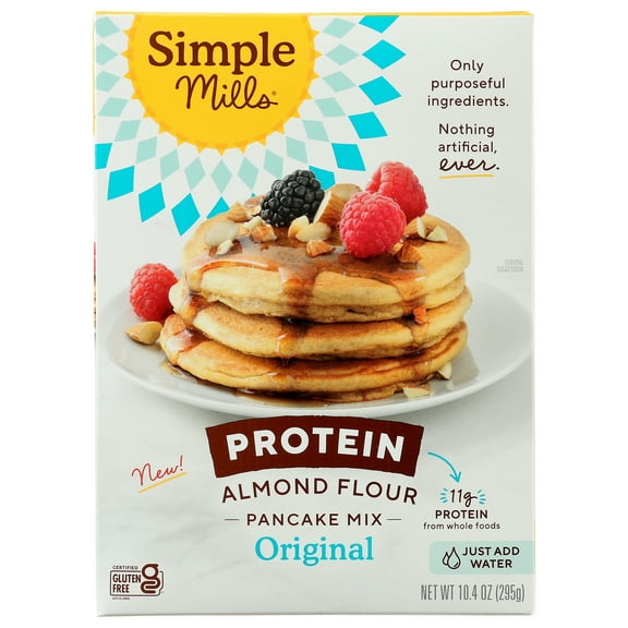 Simple Mills Just Add Water Almond Flour Pancake Mix, Original Protein - Gluten Free, Plant Based, Paleo Friendly, Breakfast, 10.4 OZ, 6 pack