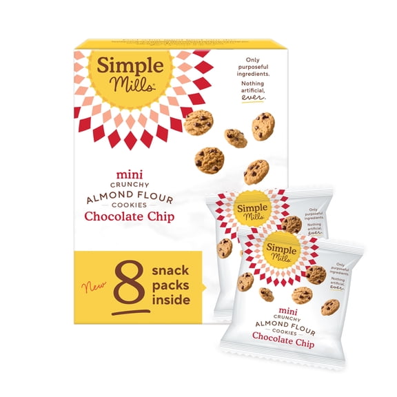 Simple Mills Almond Flour Mini Chocolate Chip Cookie Snack 8ct Pack of 1