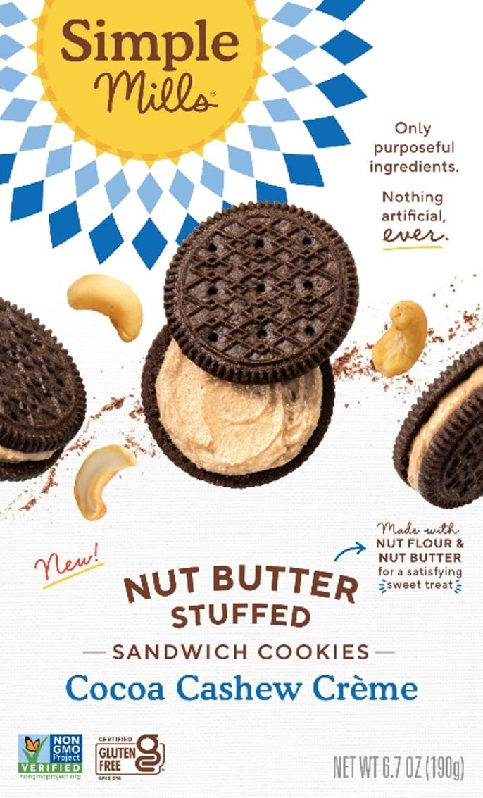 Simple Mills Nut Butter Stuffed Sandwich Cookies, Cocoa Cashew Creme