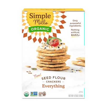 Simple Mills Organic Seed Flour Crackers, Everything Seasoning, Gluten-Free, 4.25 oz