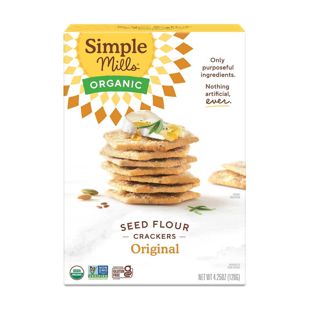 Simple Mills Organic Seed Flour Crackers Original 4.25 oz Pack of 2