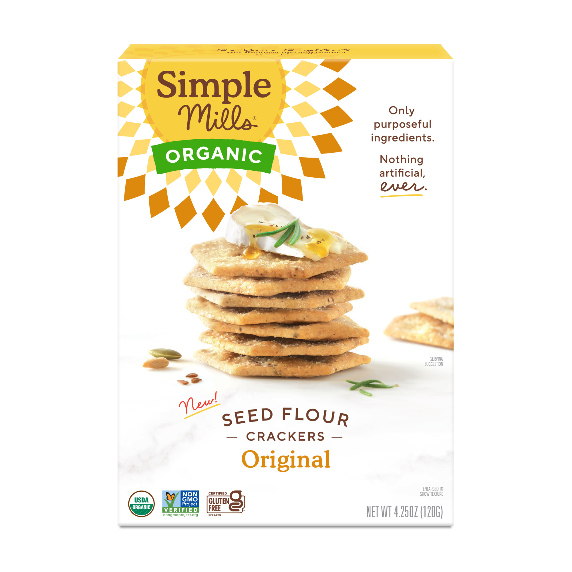 Simple Mills Healthy Organic Seed Flour Crackers, Gluten-Free, Original ...