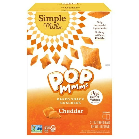 Simple Mills Popmmms Baked Cheddar Snack Crackers 2 - 7 oz Bags
