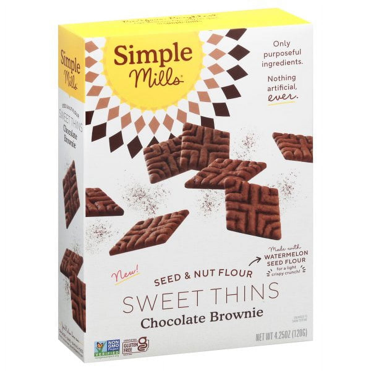 Simple Mills, Seed & Nut Flour Sweet Thins, Chocolate Brownie, 4.25 oz (120 g) Pack Of 6