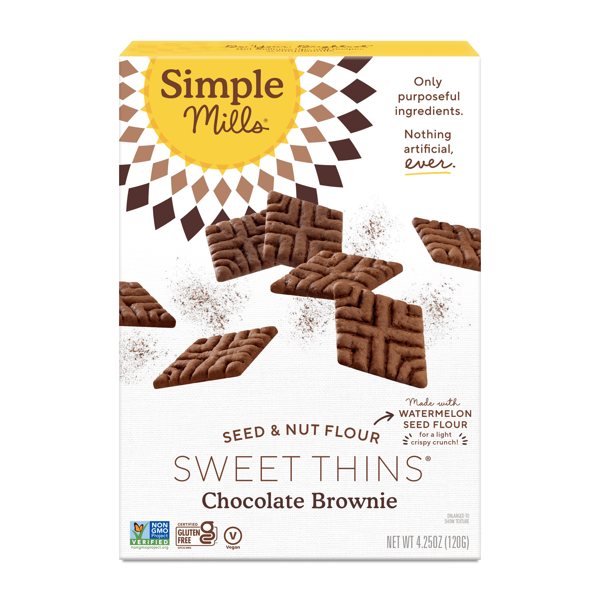 Simple Mills Seed and Nut Flour Sweet Thins, Chocolate Brownie, Gluten-Free, 4.25 oz