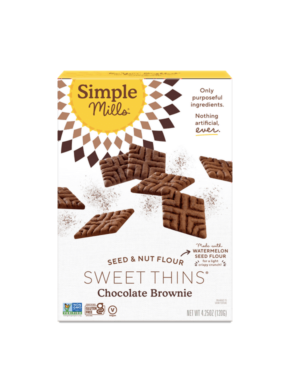 Simple Mills Seed and Nut Flour Sweet Thins, Chocolate Brownie, Gluten-Free, 4.25 oz
