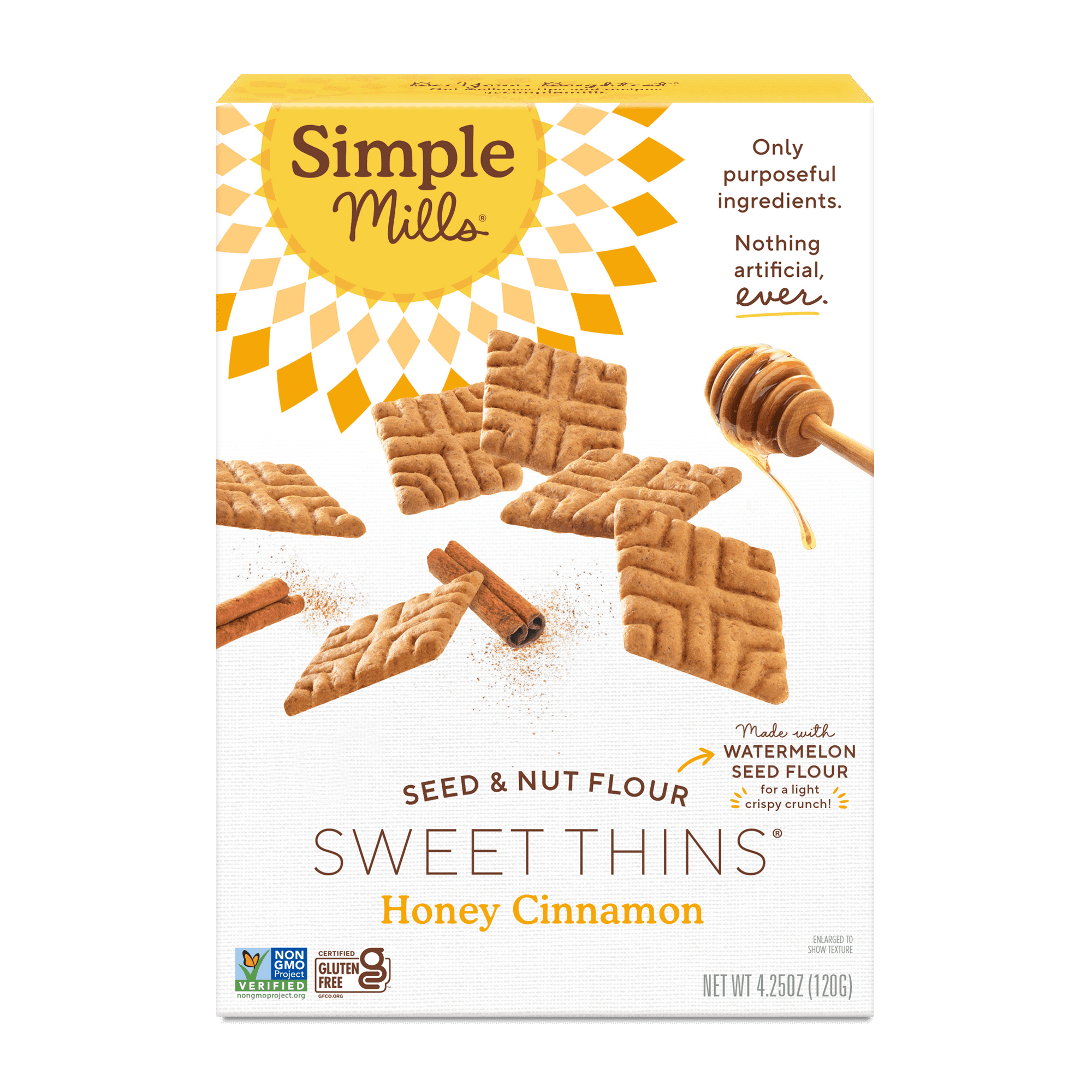 Simple Mills Seed and Nut Flour Sweet Thins, Honey Cinnamon, Gluten-Free, 4.25 oz