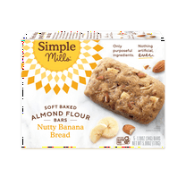 Simple Mills Soft Baked Almond Flour Bars, Nutty Banana Bread, Gluten-Free, 5 Count