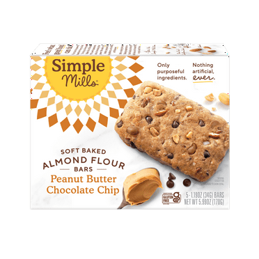 Simple Mills Soft Baked Almond Flour Bars, Peanut Butter Chocolate Chip, 5 Count