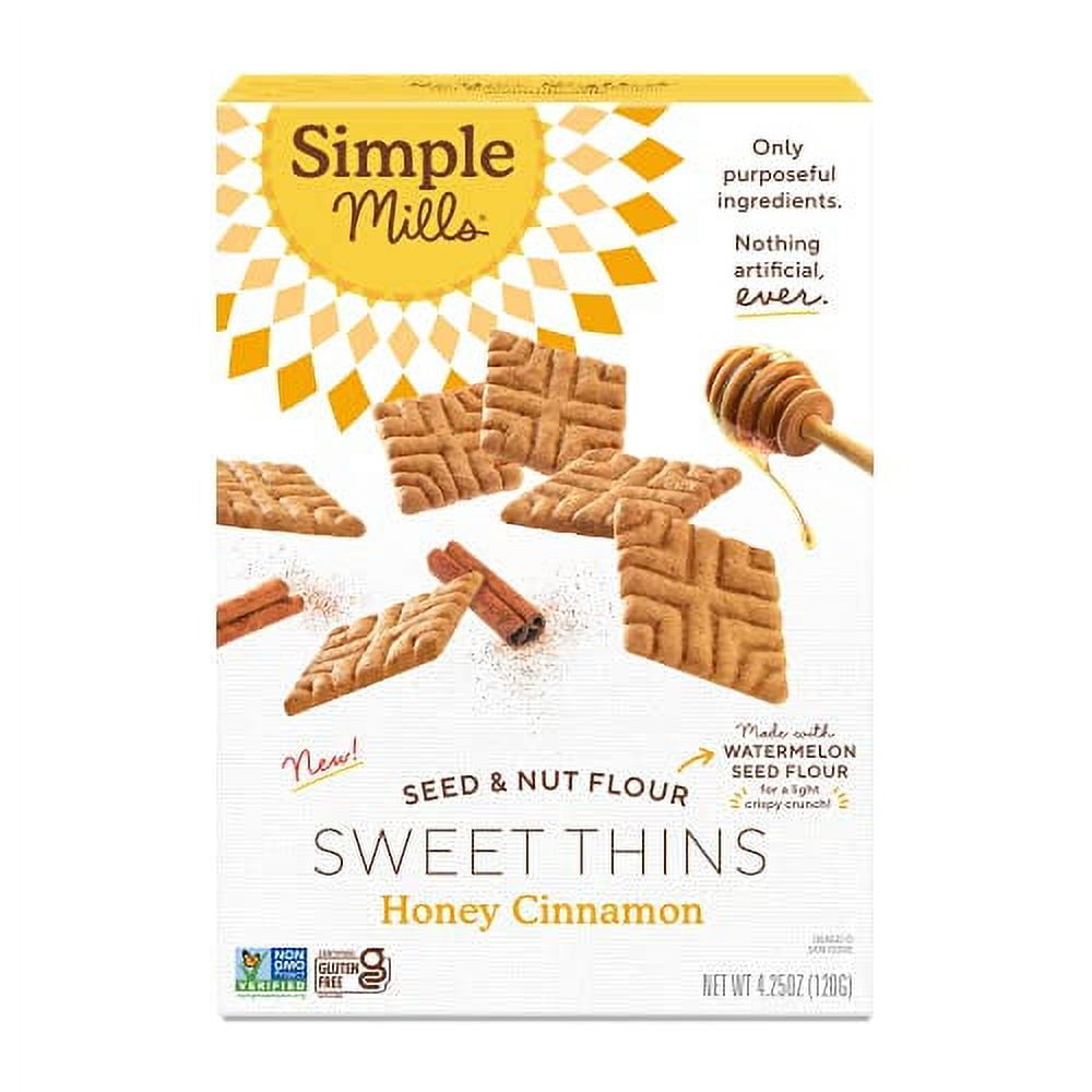 Simple Mills Sweet Thins CM31Cookies, Seed and Nut Flour, Honey Cinnamon - Gluten Free, Paleo Friendly, Healthy Snacks, 4.25 Ounce (Pack of 1)