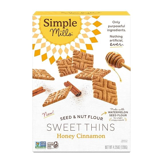 Simple Mills Sweet Thins Cookies, Seed and Nut Flour, Honey Cinnamon, 4