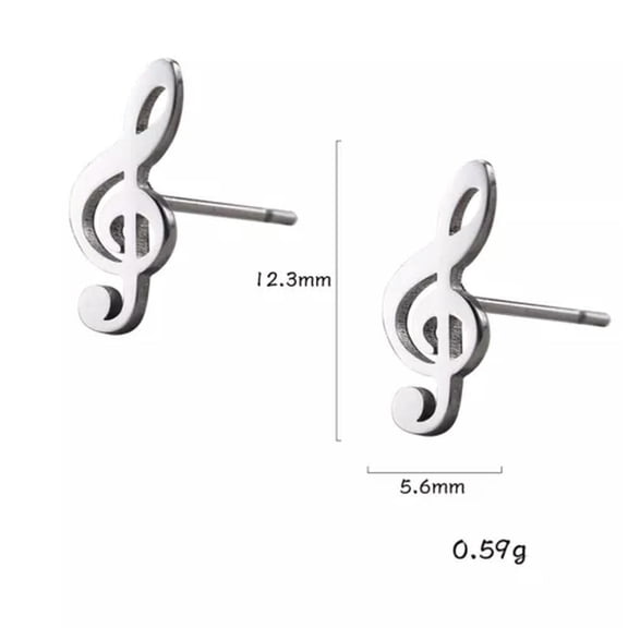 Simple Mini Music Stud Earrings Stainless Steel Musical Note Jewelry