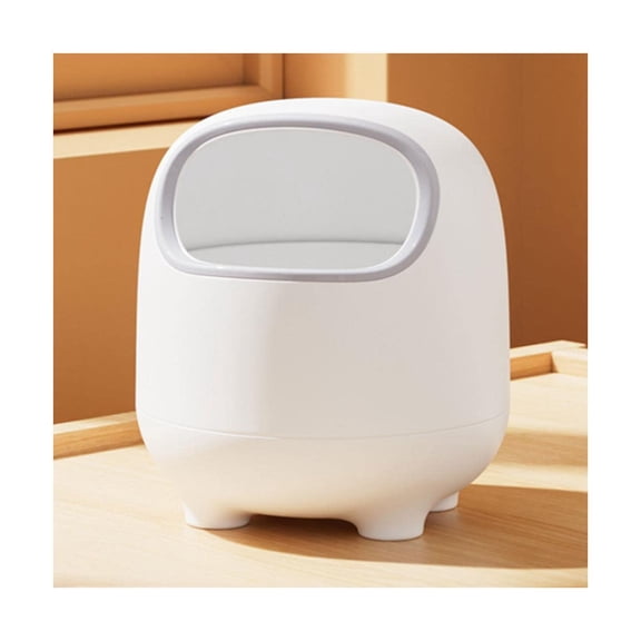 Simple Mini Trash Can Desktop Cute Dumpster Creative Small Wastebasket with Garbage Bag Kitchen Trash can Bedroom Office Home Practical (Grey)