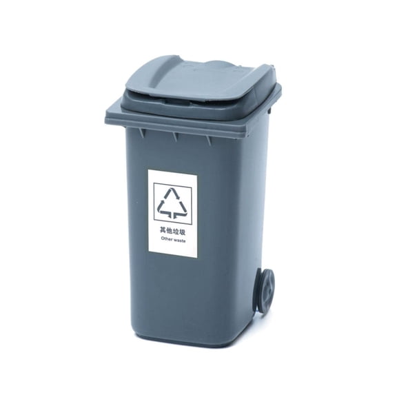 Simple Mini Trash can Plastic Rectangular Waste Basket Desktop Small Garbage can Creative with Cover Trash Recycling bin Home Practical (Grey)