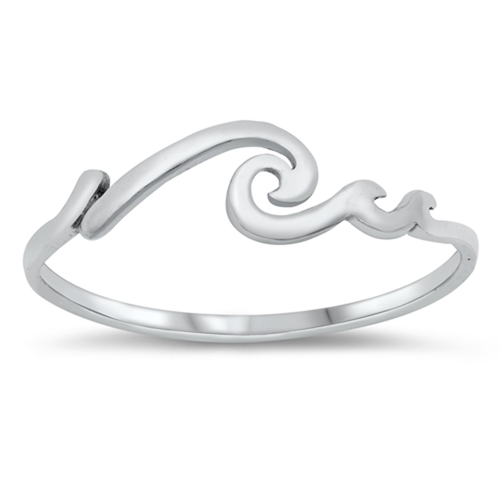 Simple Minimalist Ocean Wave Ring .925 Sterling Silver Band Jewelry ...