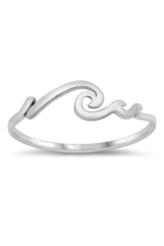 Simple Minimalist Ocean Wave Ring .925 Sterling Silver Band Jewelry Female Male Unisex Size 5