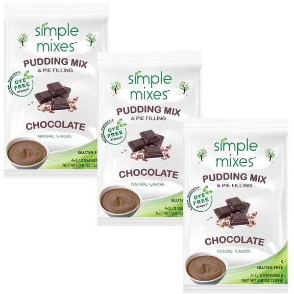 Simple Mixes Natural Pudding & Pie Filling Mix, Gluten and Dye-Free, No Fat, or Lactose, Kosher,