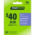 thumbnail image 1 of Simple Mobile $40 Unlimited Talk & text 30-Day Prepaid Plan (30GB at high speeds) + International Calling Credit Direct Top Up, 1 of 6