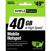 Simple Mobile $49.99 Hotspot 40GB Data 30 Day Plan e-PIN Top Up (Email Delivery)