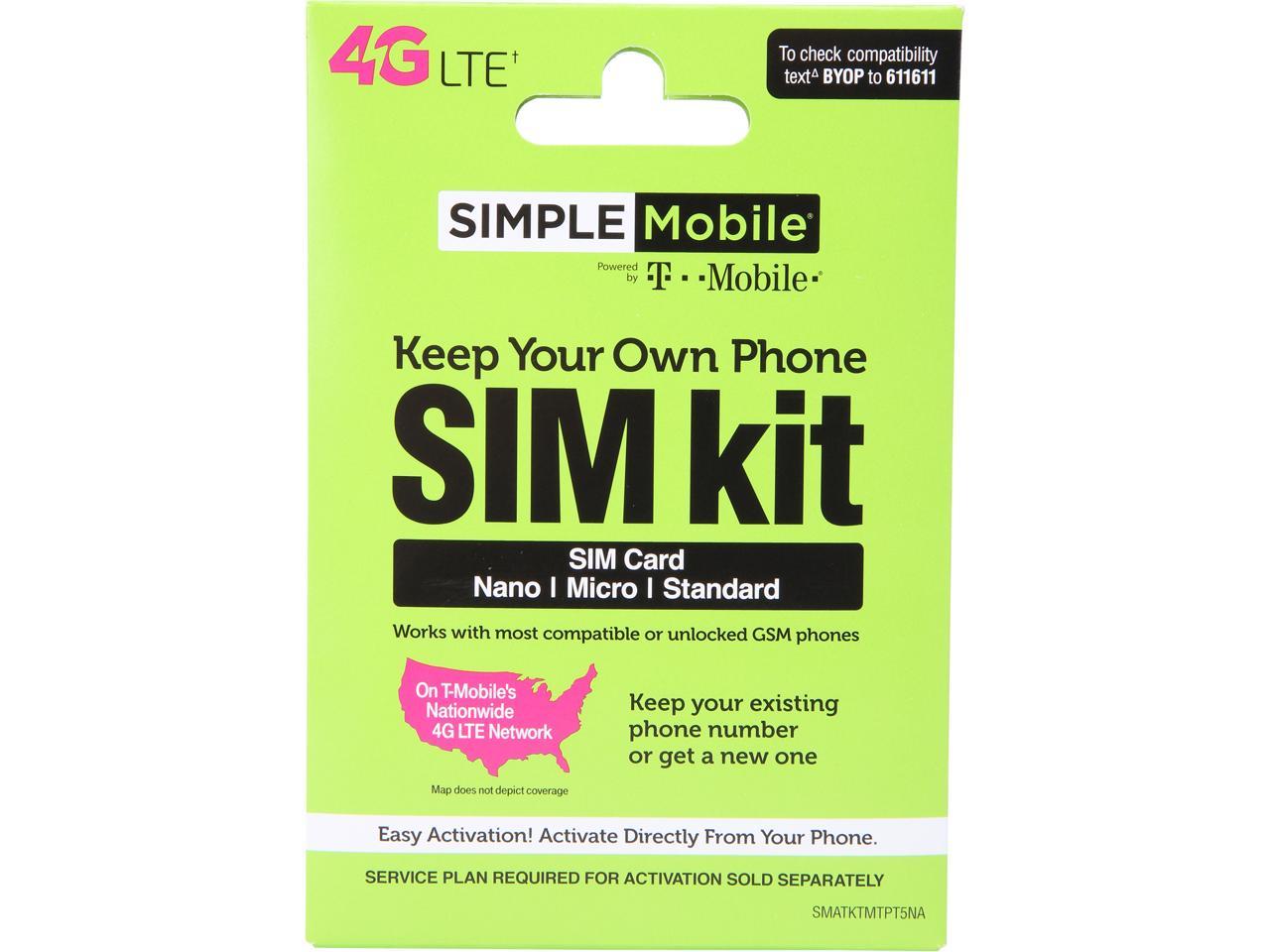 Simple Mobile SIMPLE Mobile BYOP SIM Kit, SIM Card Sizes Include