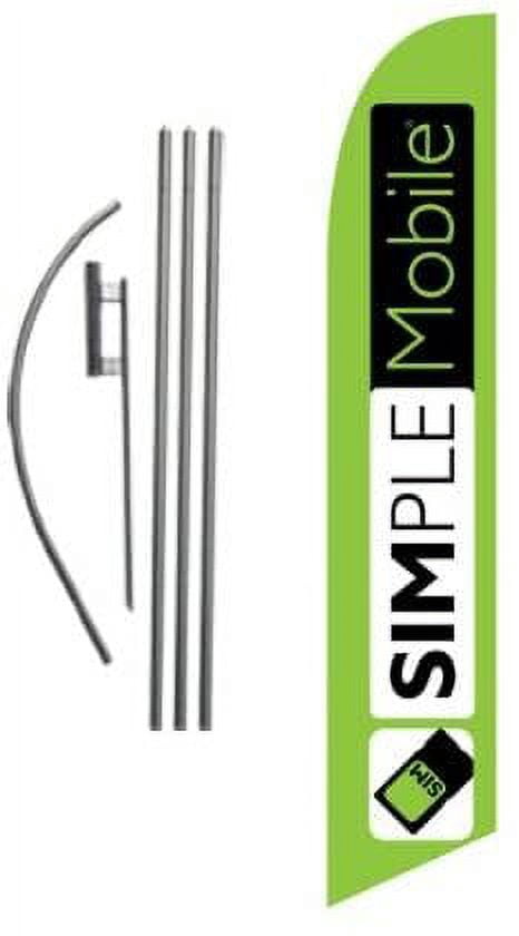 Simple Mobile SimpleMobile Wireless Advertising Feather Banner Swooper Flag Sign with Flag Pole Kit and Ground Stake